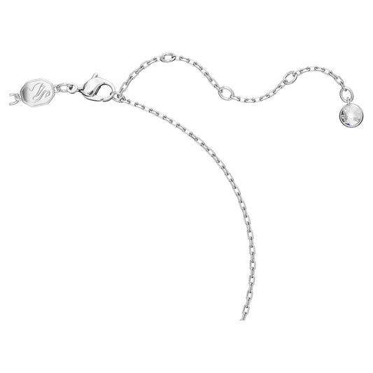 Volta pendant, Heart, Small, White, Rhodium plated