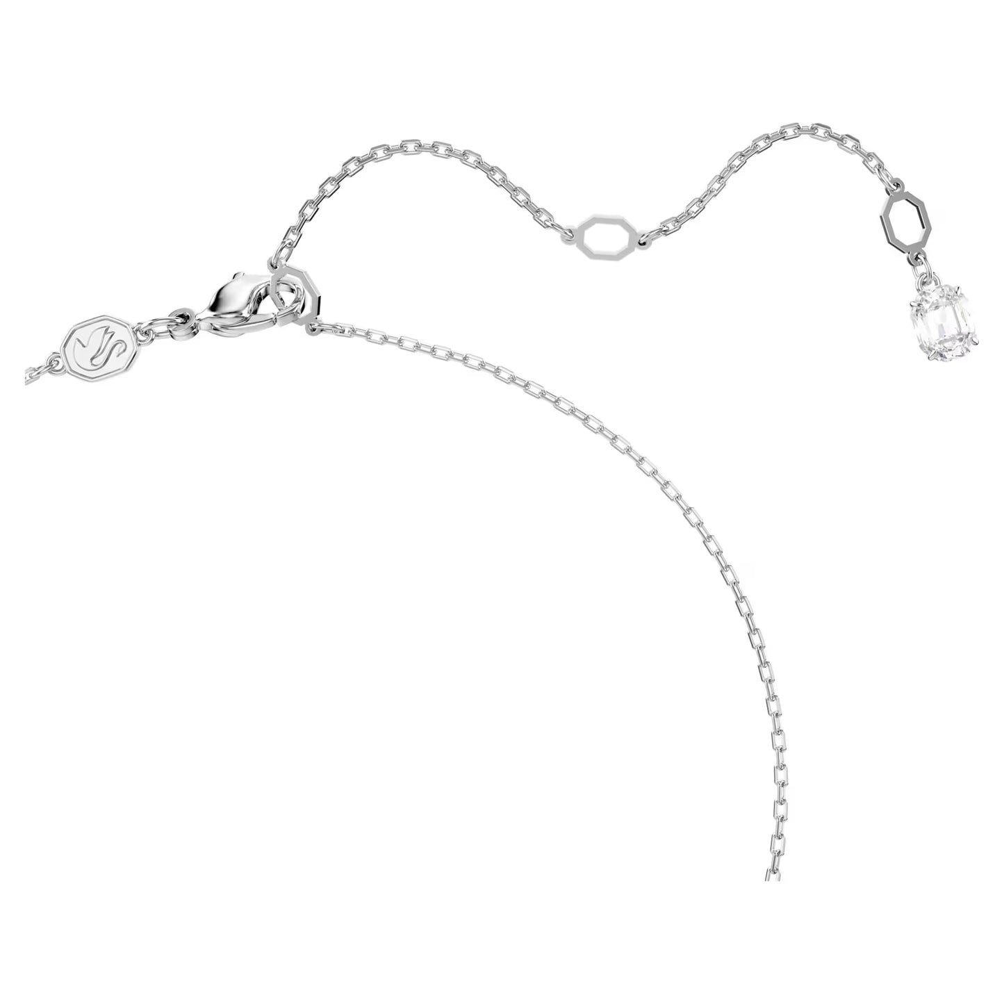 Hyperbola pendant, Infinity, White, Rhodium plated