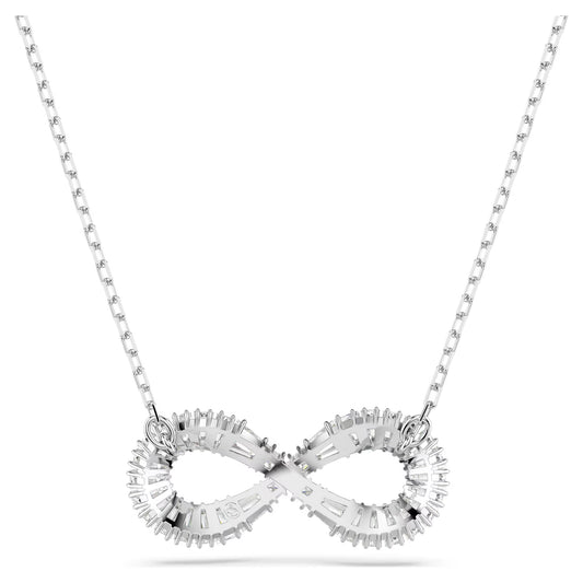 Hyperbola pendant, Infinity, White, Rhodium plated