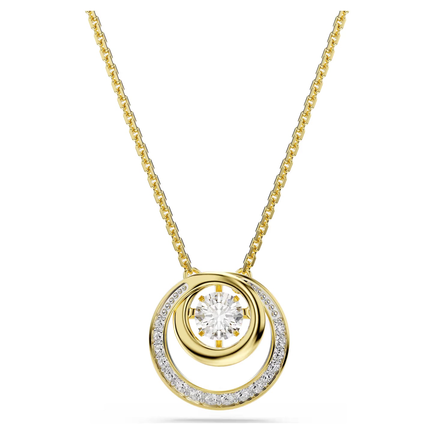 Hyperbola pendant, Round cut, White, Gold-tone plated