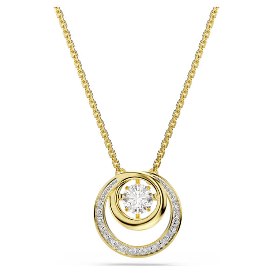 Hyperbola pendant, Round cut, White, Gold-tone plated