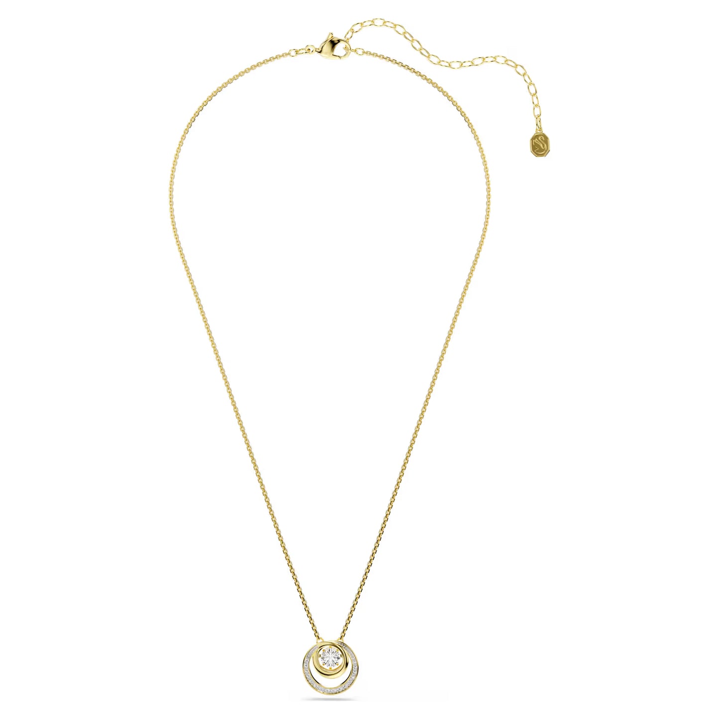 Hyperbola pendant, Round cut, White, Gold-tone plated