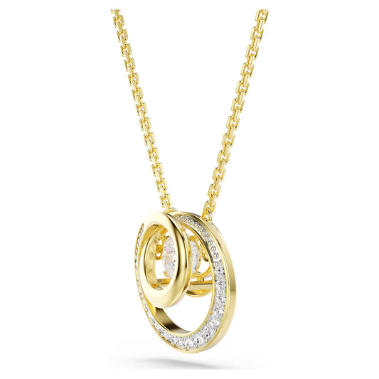 Hyperbola pendant, Round cut, White, Gold-tone plated