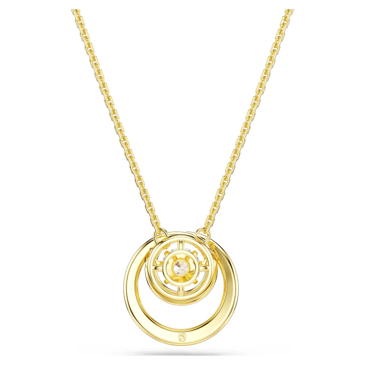 Hyperbola pendant, Round cut, White, Gold-tone plated