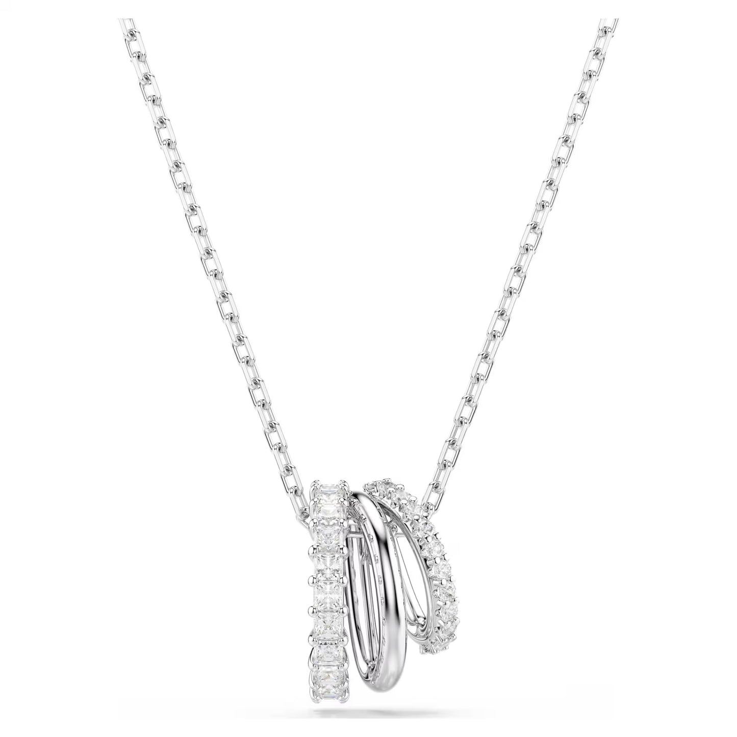 Hyperbola pendant, Round cut, White, Rhodium plated