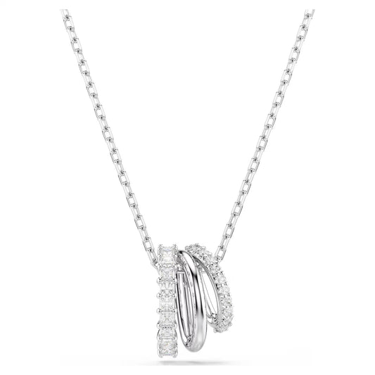 Hyperbola pendant, Round cut, White, Rhodium plated