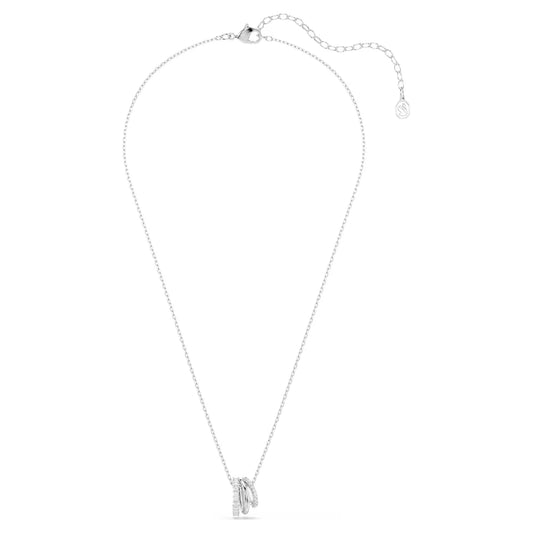Hyperbola pendant, Round cut, White, Rhodium plated
