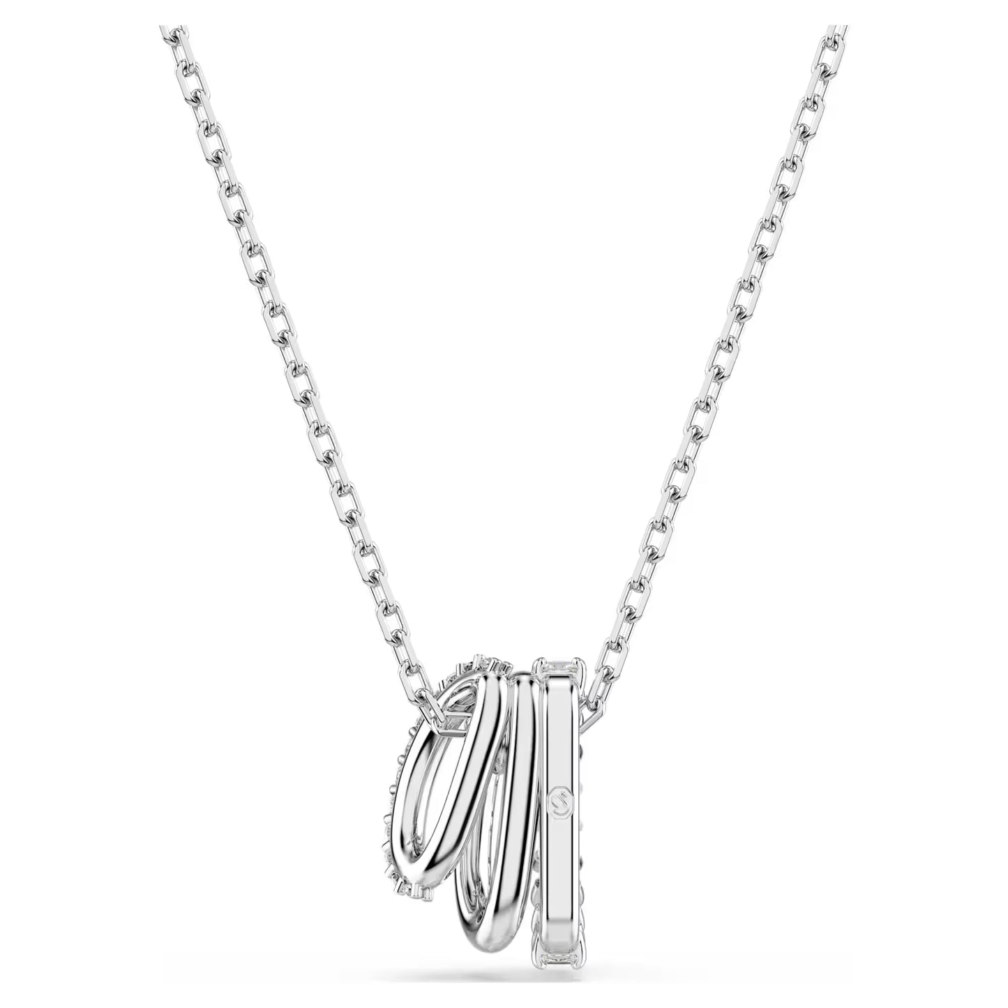Hyperbola pendant, Round cut, White, Rhodium plated