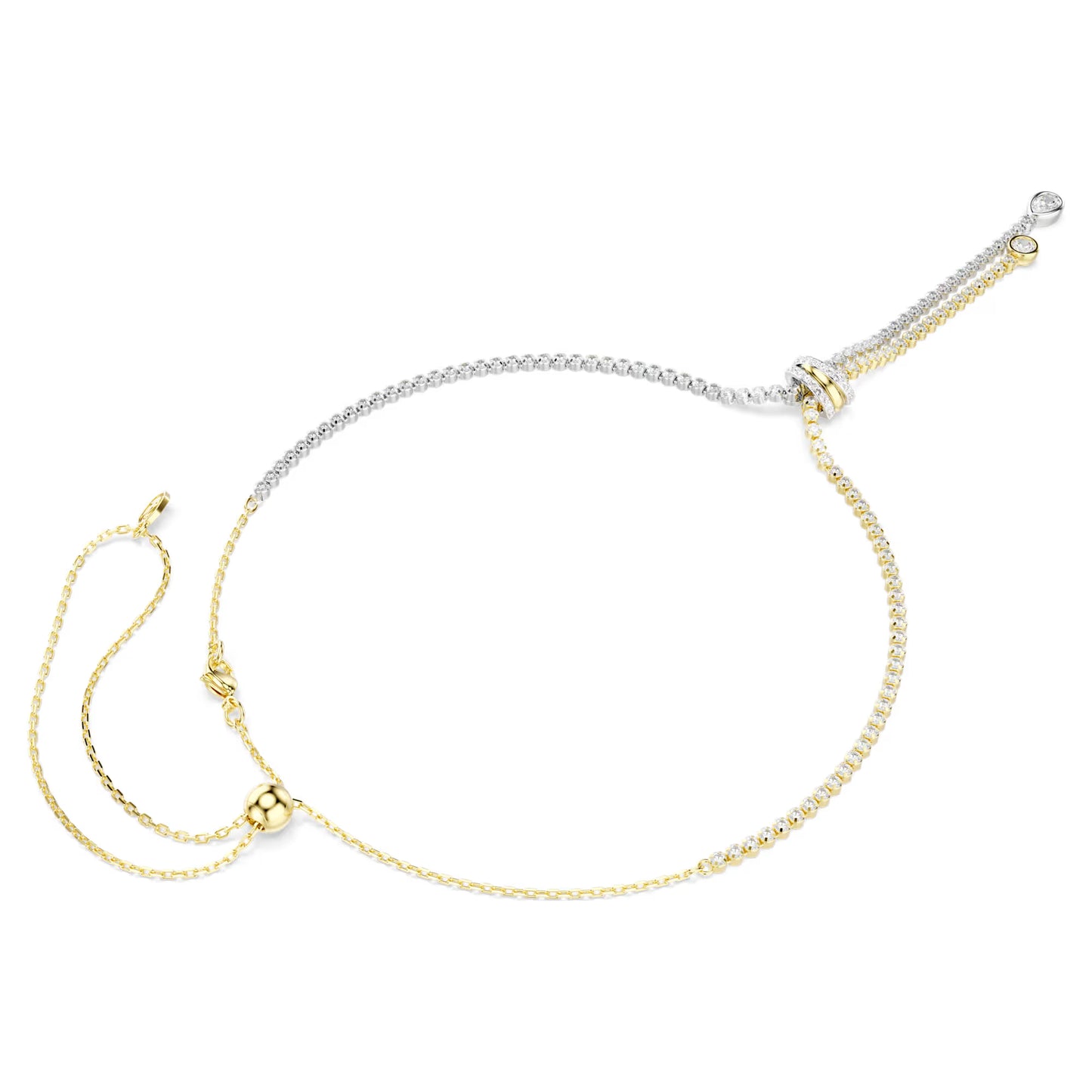 Hyperbola Y necklace, Round cut, Knot, White, Mixed metal finish