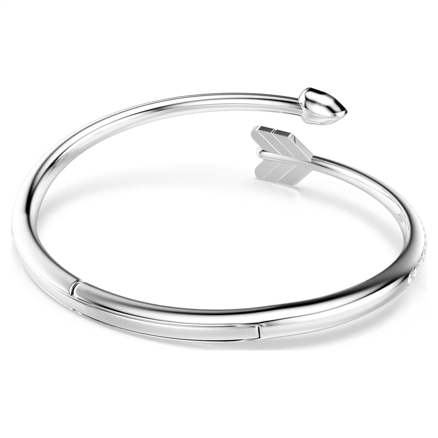 Idyllia bangle, Mixed cuts, Arrow, White, Rhodium plated, Medium