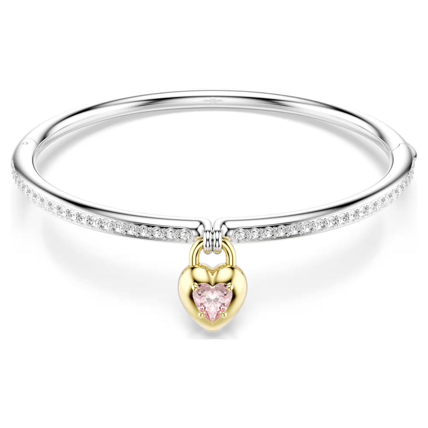 Idyllia bangle, Mixed cuts, Heart, Pink, Mixed metal finish