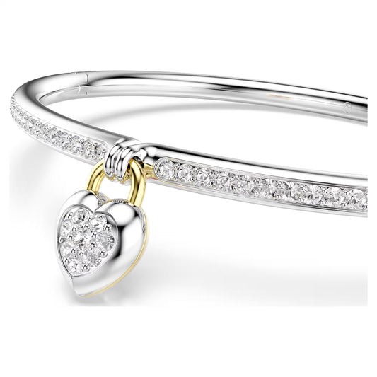 Idyllia bangle, Mixed cuts, Heart, Pink, Mixed metal finish