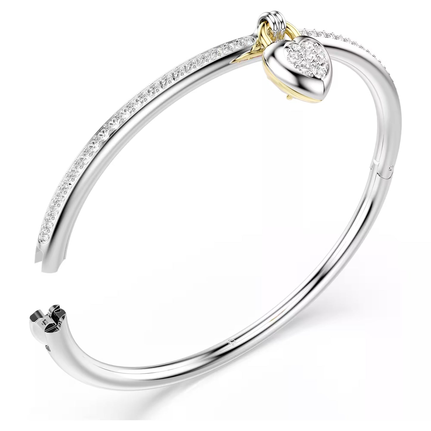 Idyllia bangle, Mixed cuts, Heart, Pink, Mixed metal finish