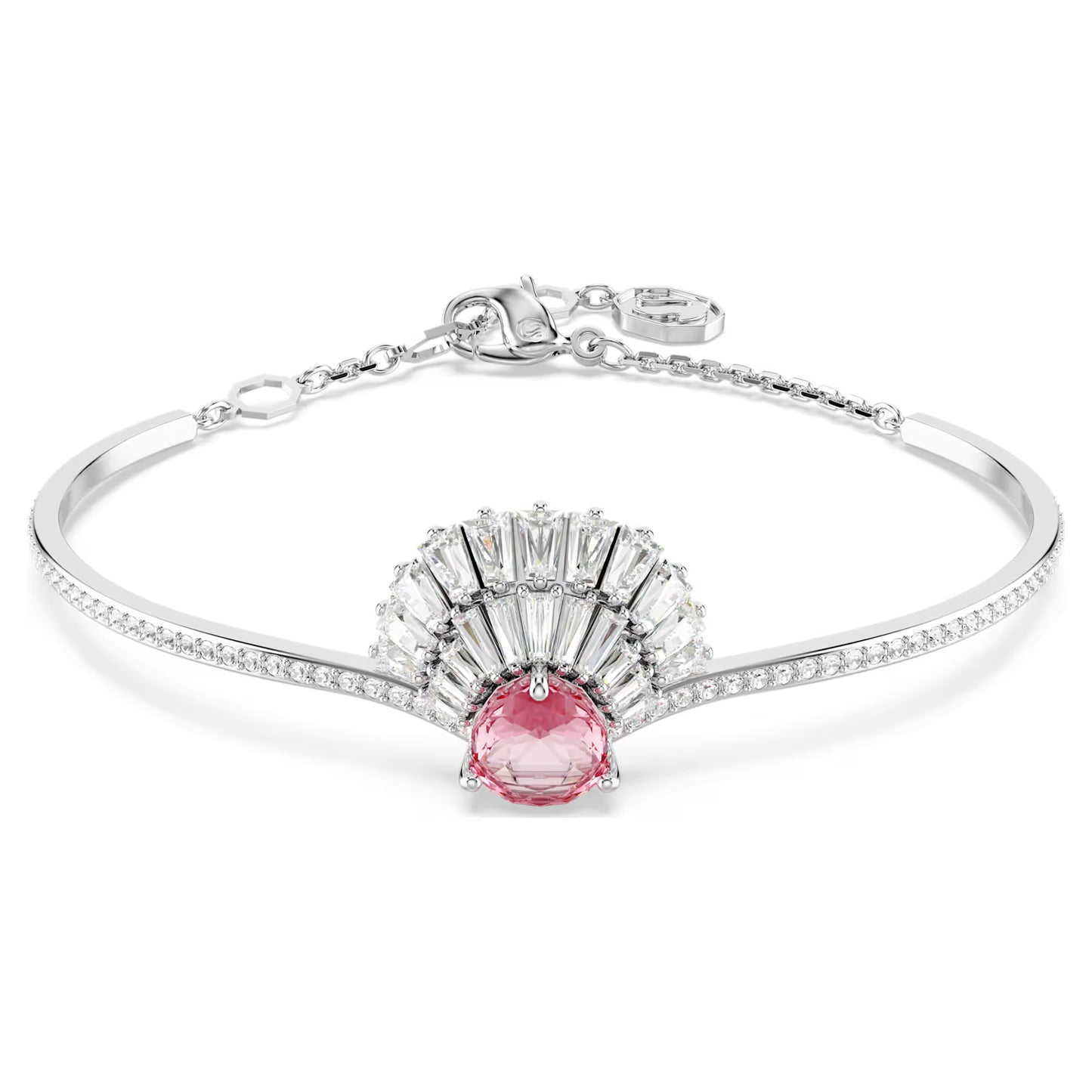 Idyllia bangle, Shell, Pink, Rhodium plated, M