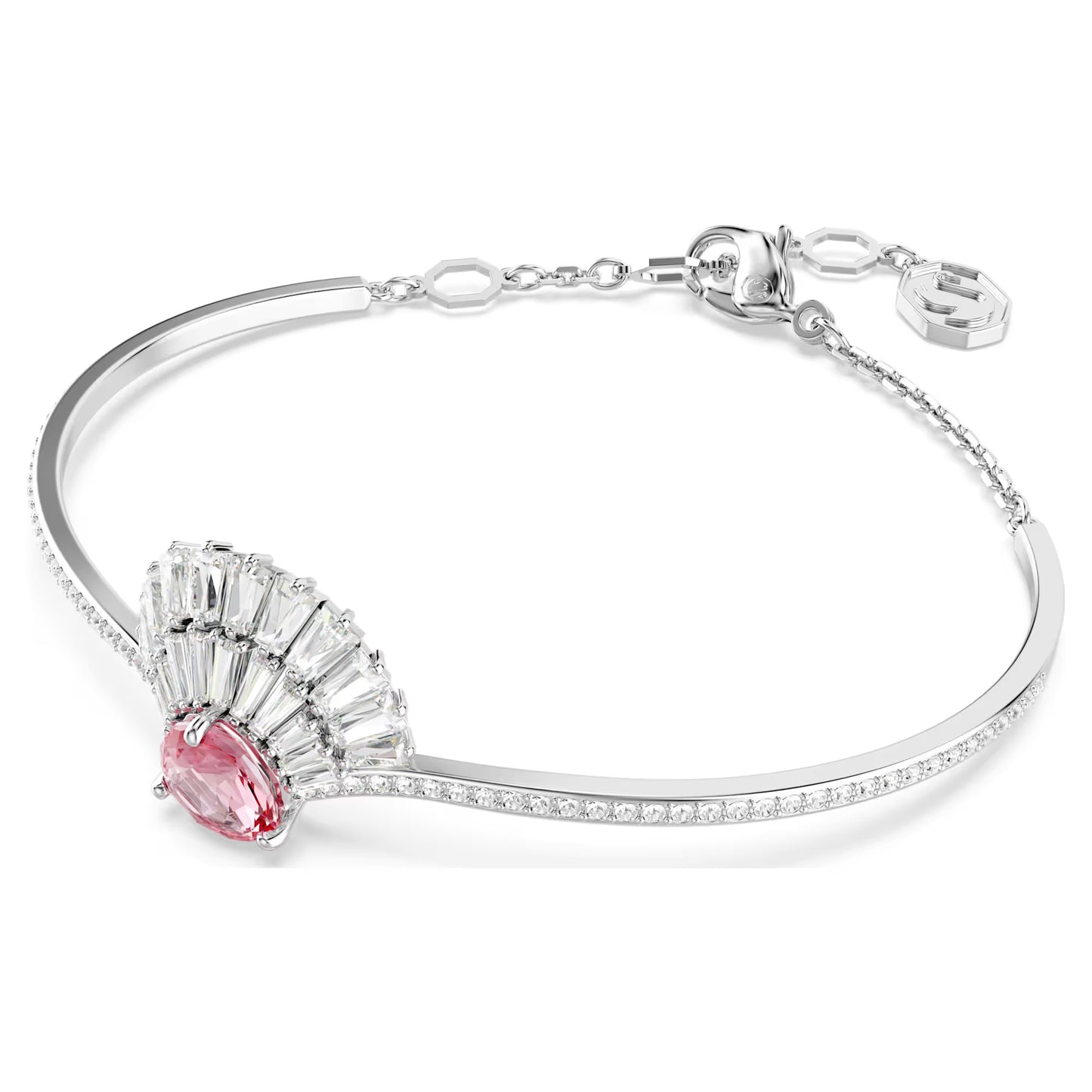 Idyllia bangle, Shell, Pink, Rhodium plated, M
