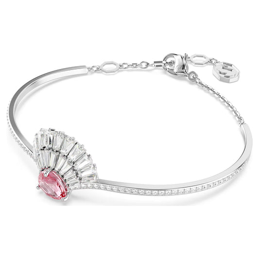 Idyllia bangle, Shell, Pink, Rhodium plated, M