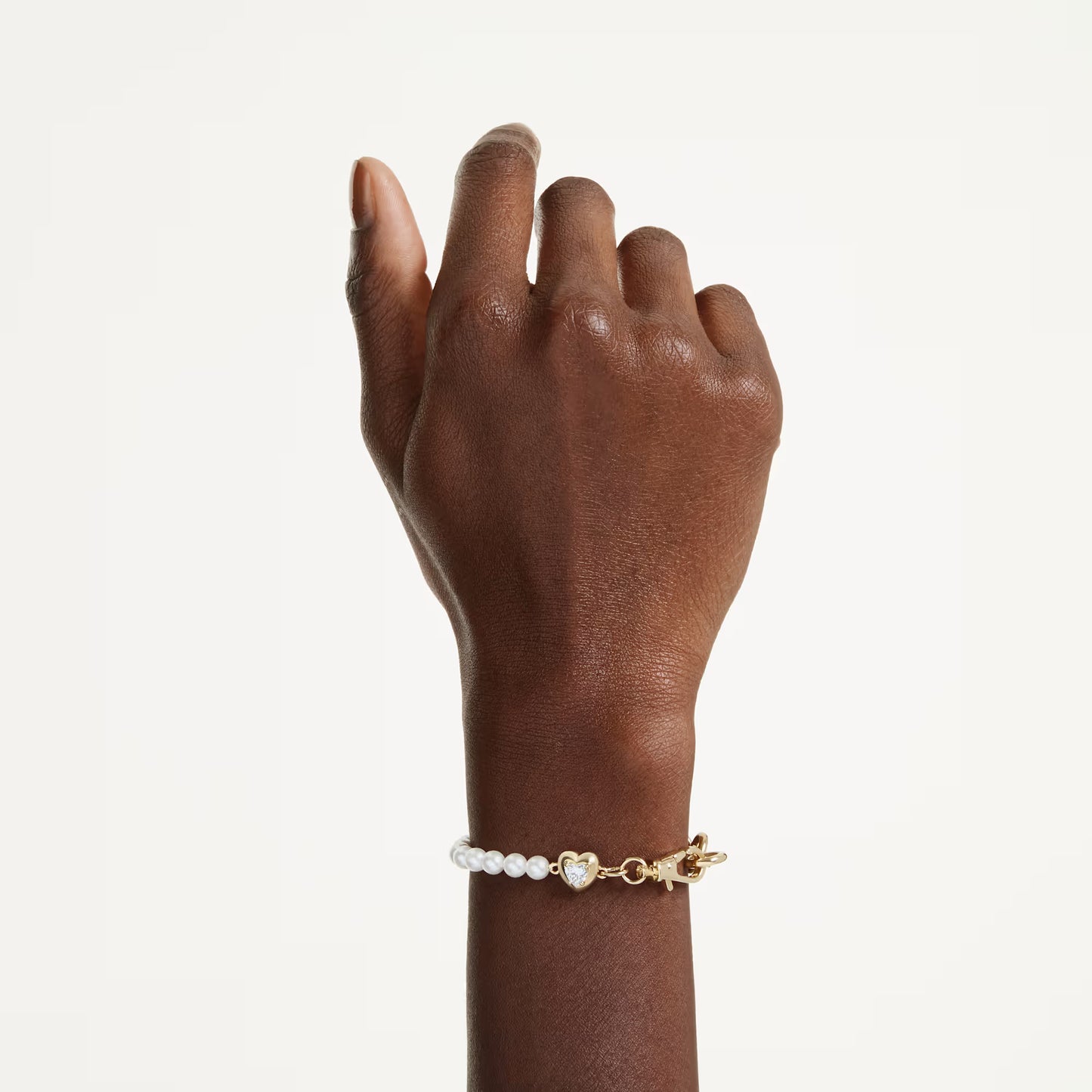Idyllia bracelet, Crystal pearl, White, 18K gold finish