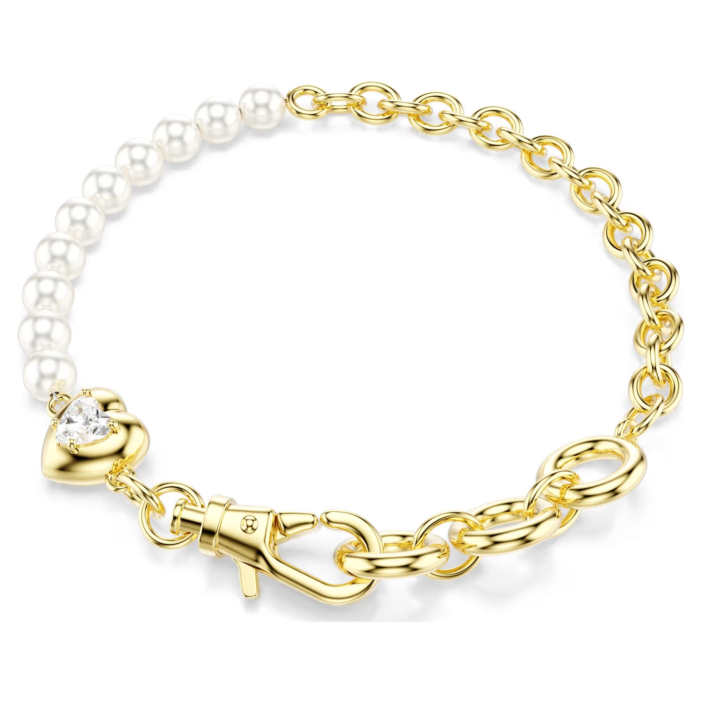 Idyllia bracelet, Crystal pearl, White, 18K gold finish