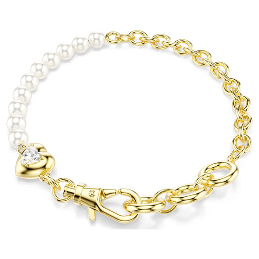 Idyllia bracelet, Crystal pearl, White, 18K gold finish