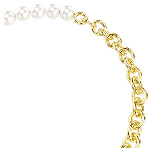 Idyllia bracelet, Crystal pearl, White, 18K gold finish