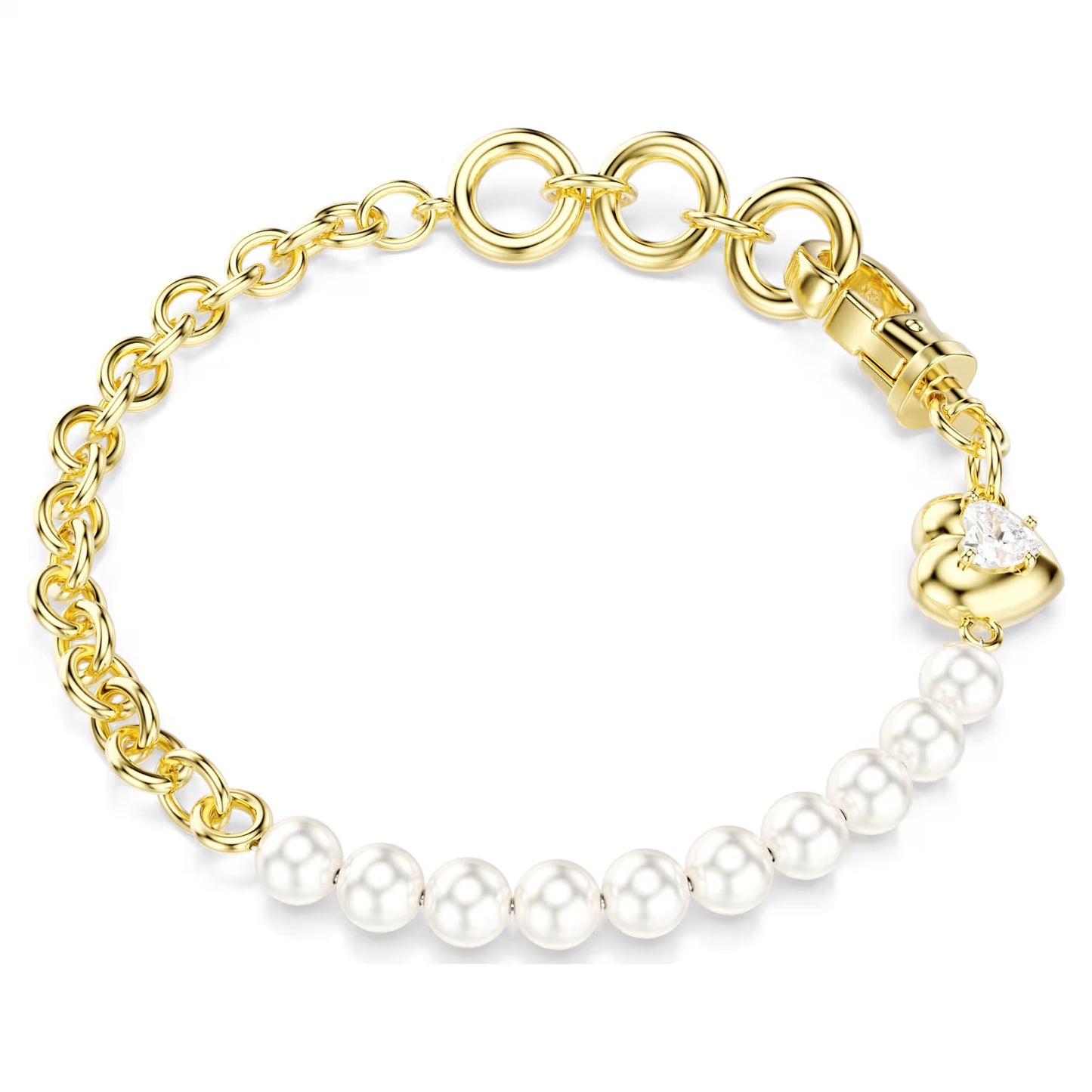 Idyllia bracelet, Crystal pearl, White, 18K gold finish