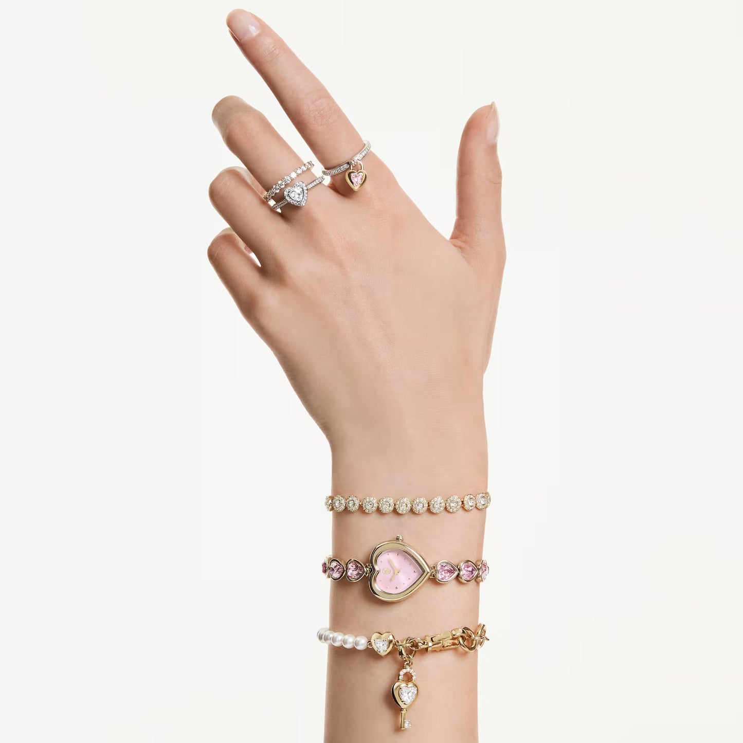 Idyllia bracelet, Crystal pearl, White, 18K gold finish