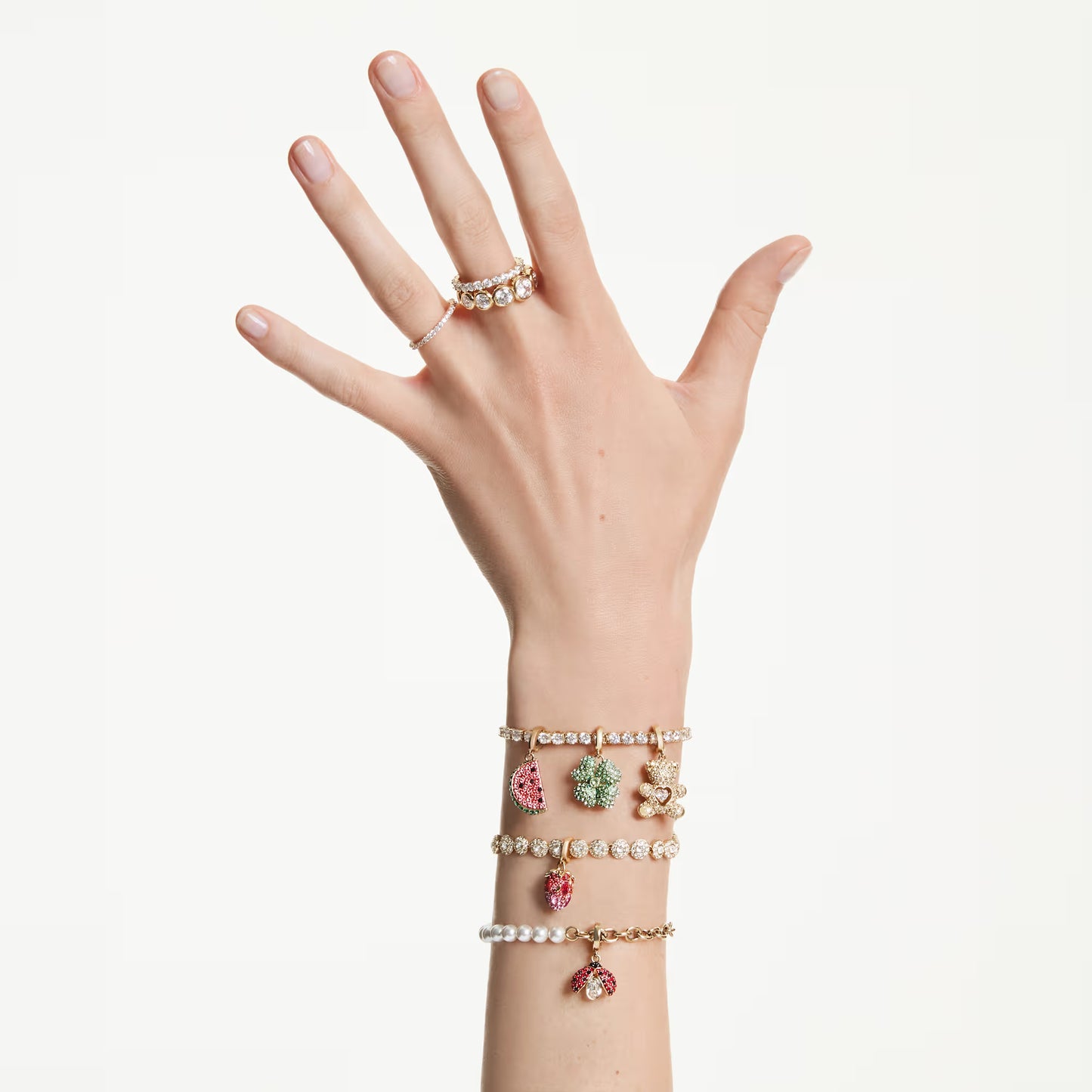 Idyllia bracelet, Crystal pearl, White, 18K gold finish