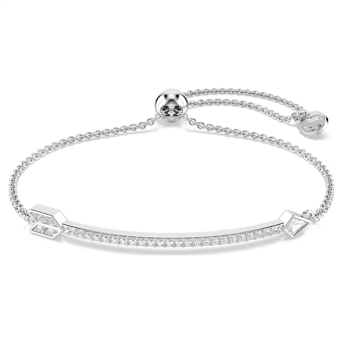 Idyllia bracelet, Mixed cuts, Arrow, White, Rhodium plated