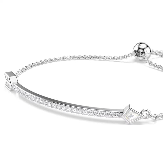 Idyllia bracelet, Mixed cuts, Arrow, White, Rhodium plated