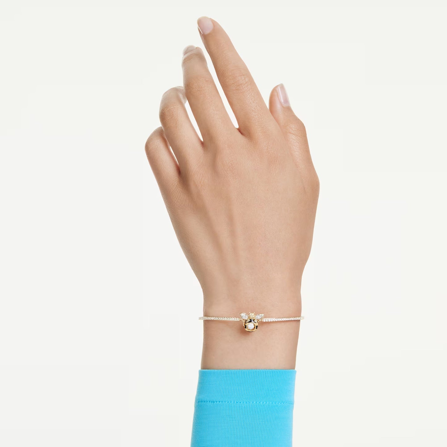 Idyllia bracelet, Mixed cuts, Bee, Multicoloured, Gold-tone plated