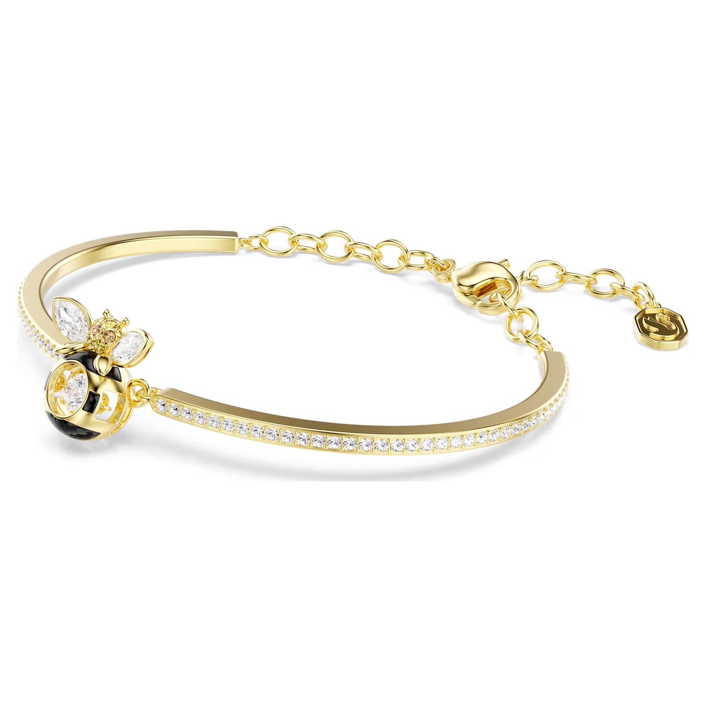 Idyllia bracelet, Mixed cuts, Bee, Multicoloured, Gold-tone plated