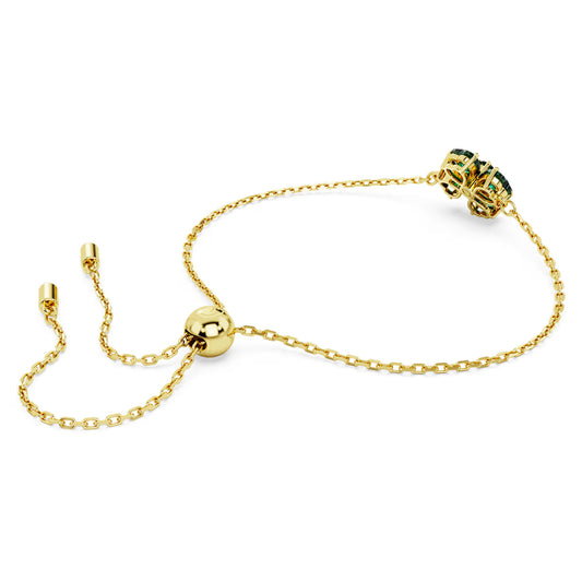Idyllia bracelet, Mixed cuts, Clover, Green, Gold-tone plated
