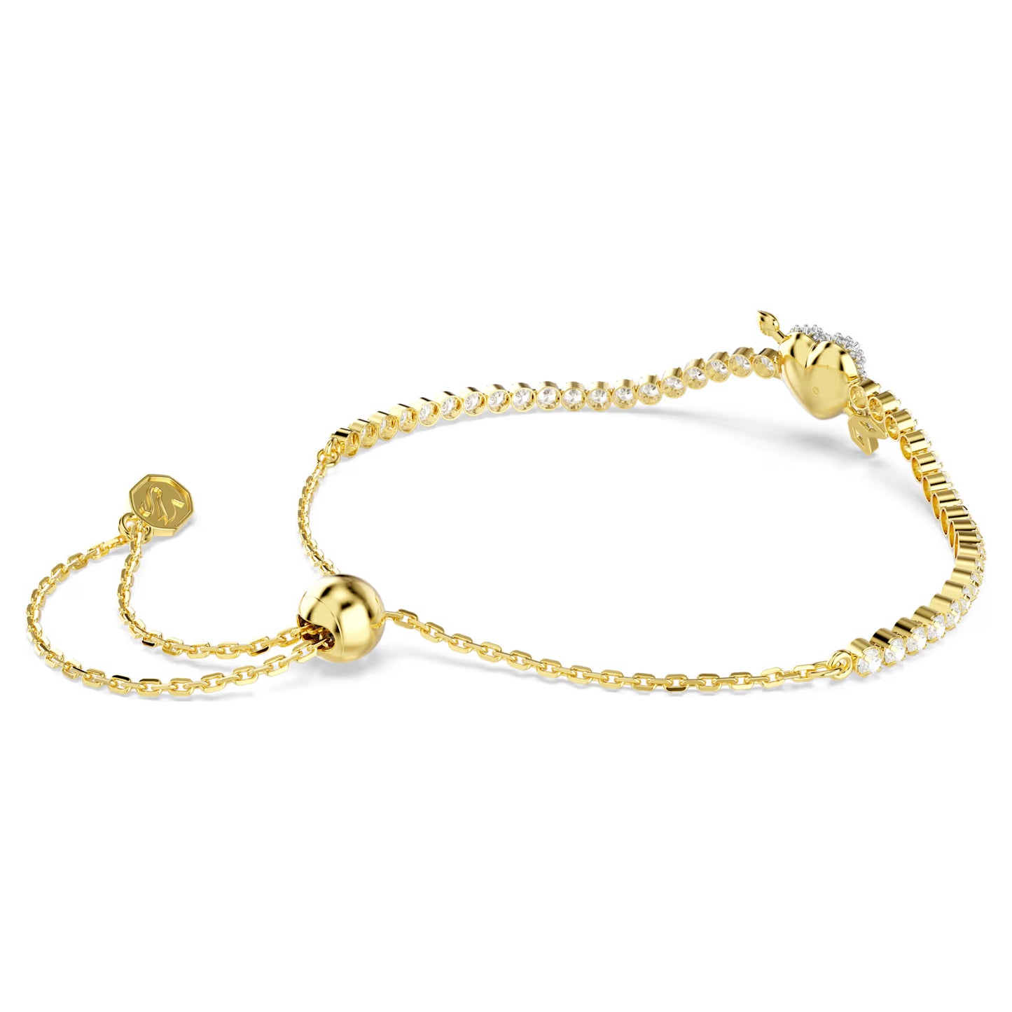 Idyllia bracelet, Mixed cuts, Heart with arrow, White, Gold-tone plated