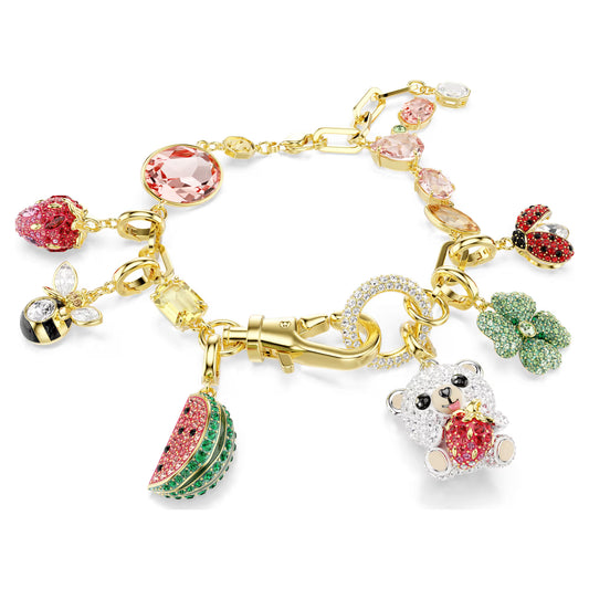 Idyllia bracelet, Mixed cuts, Mixed motifs, Multicoloured, 18K gold finish