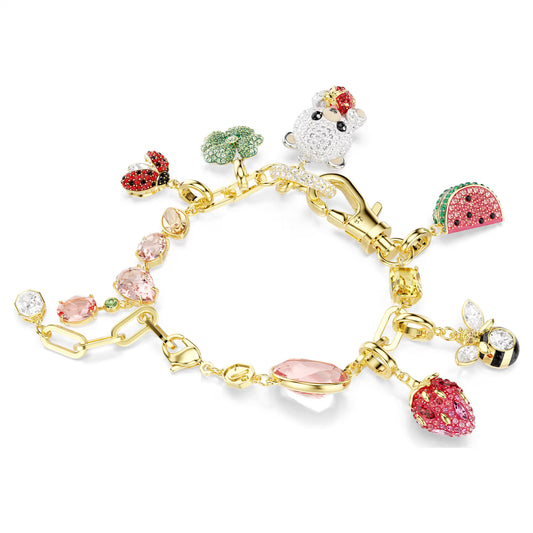 Idyllia bracelet, Mixed cuts, Mixed motifs, Multicoloured, 18K gold finish