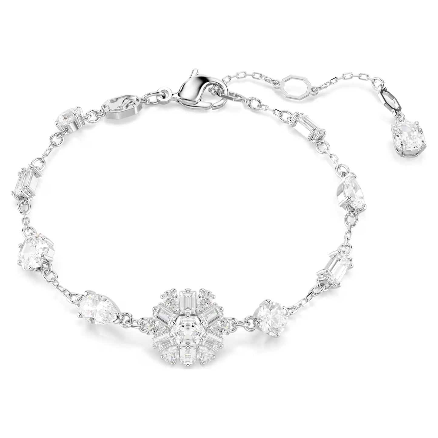 Idyllia bracelet, Mixed cuts, Snowflake, White, M