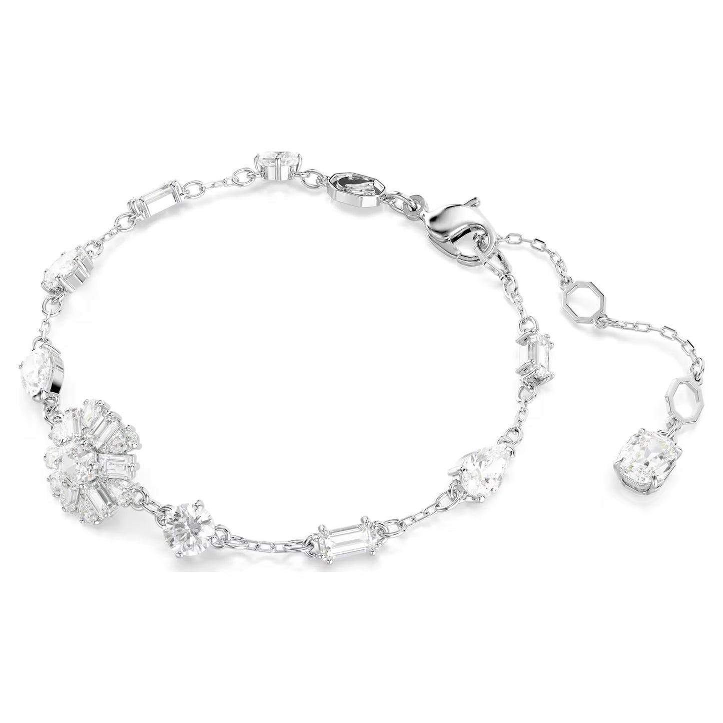 Idyllia bracelet, Mixed cuts, Snowflake, White, M