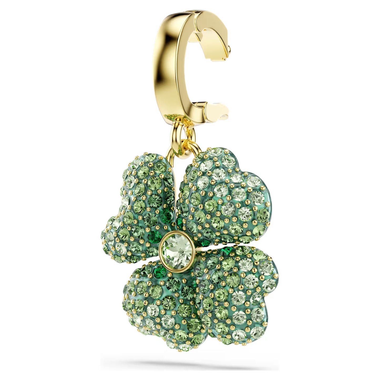 Idyllia charm, Clover, Green, Gold-tone plated