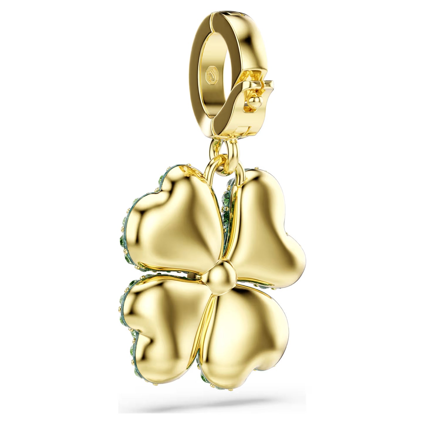 Idyllia charm, Clover, Green, Gold-tone plated