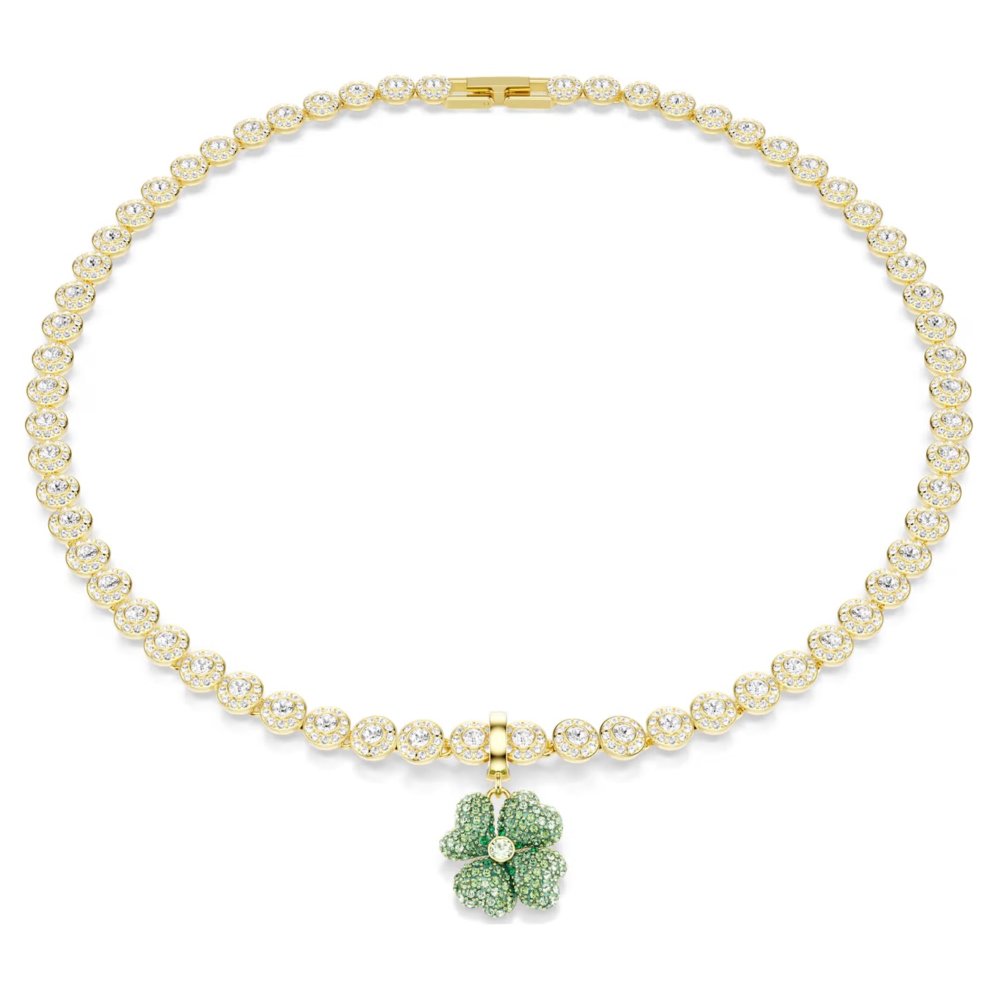 Idyllia charm, Clover, Green, Gold-tone plated