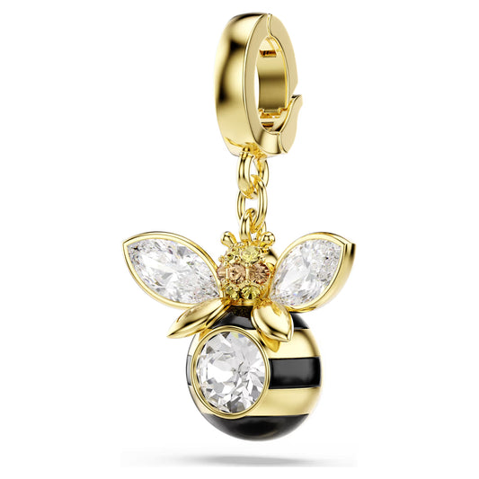 Idyllia charm, Mixed cuts, Bee, Multicoloured, Gold-tone plated