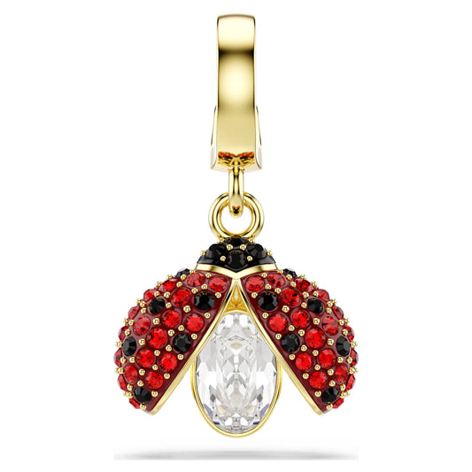 Idyllia charm, Mixed cuts, Ladybird, Red, Gold-tone plated