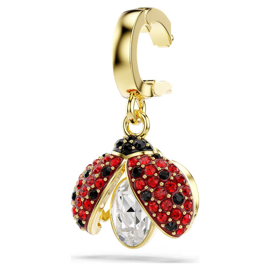Idyllia charm, Mixed cuts, Ladybird, Red, Gold-tone plated