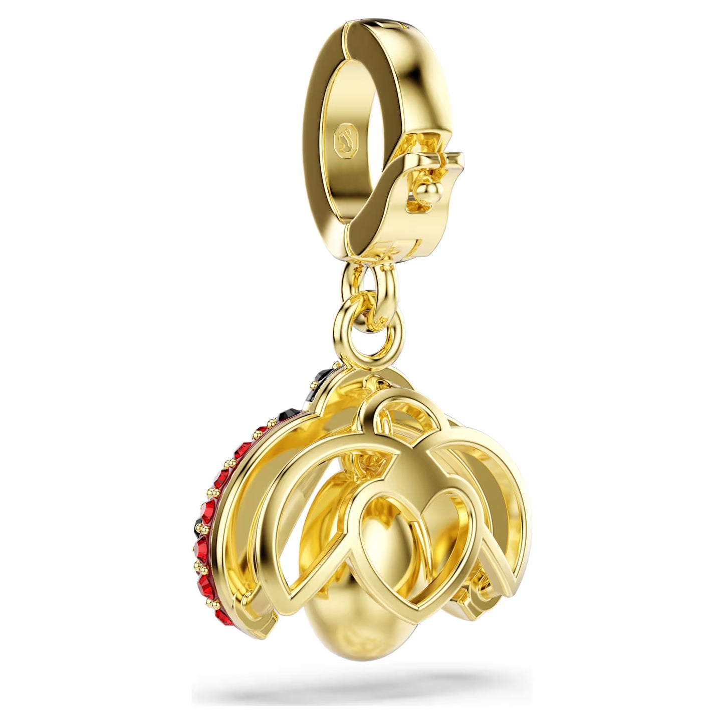 Idyllia charm, Mixed cuts, Ladybird, Red, Gold-tone plated