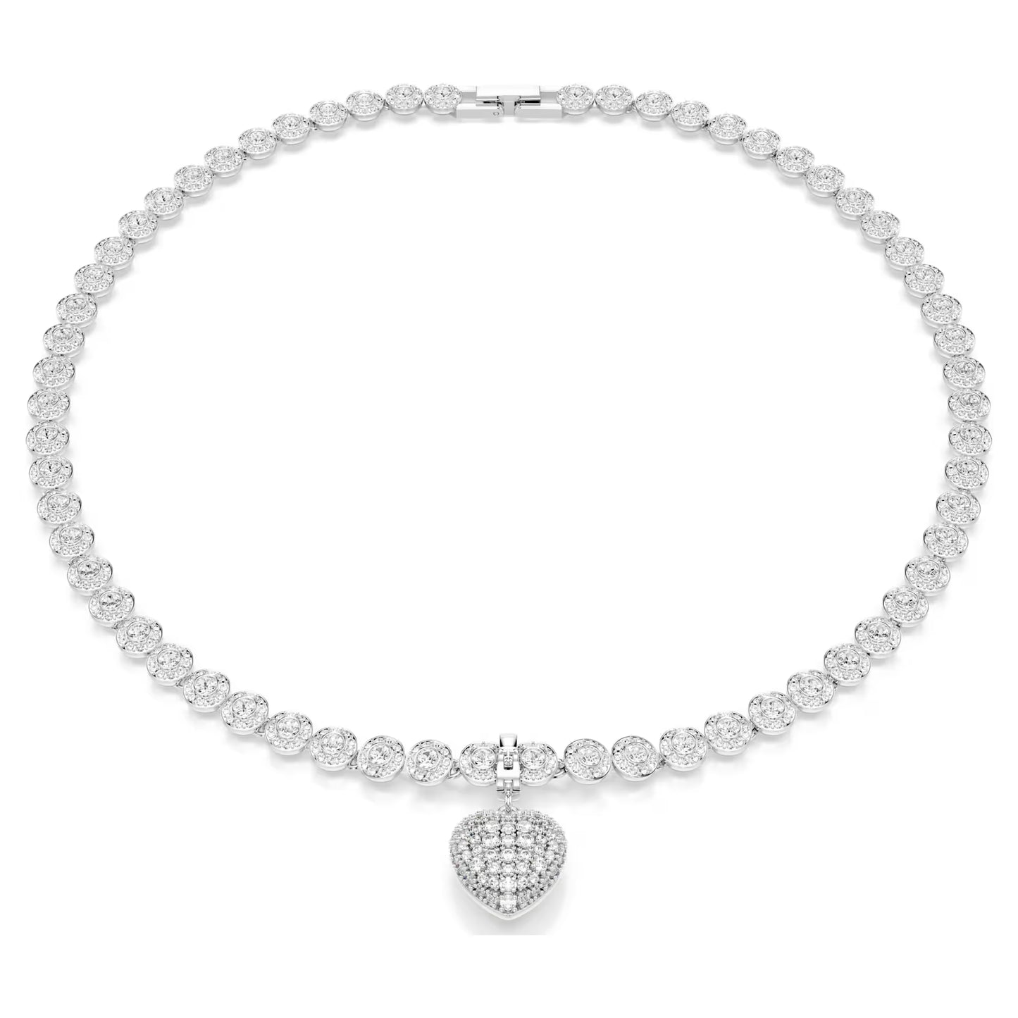 Idyllia charm, Mixed cuts, Pearl-colored coating, Heart, White, Rhodium plated