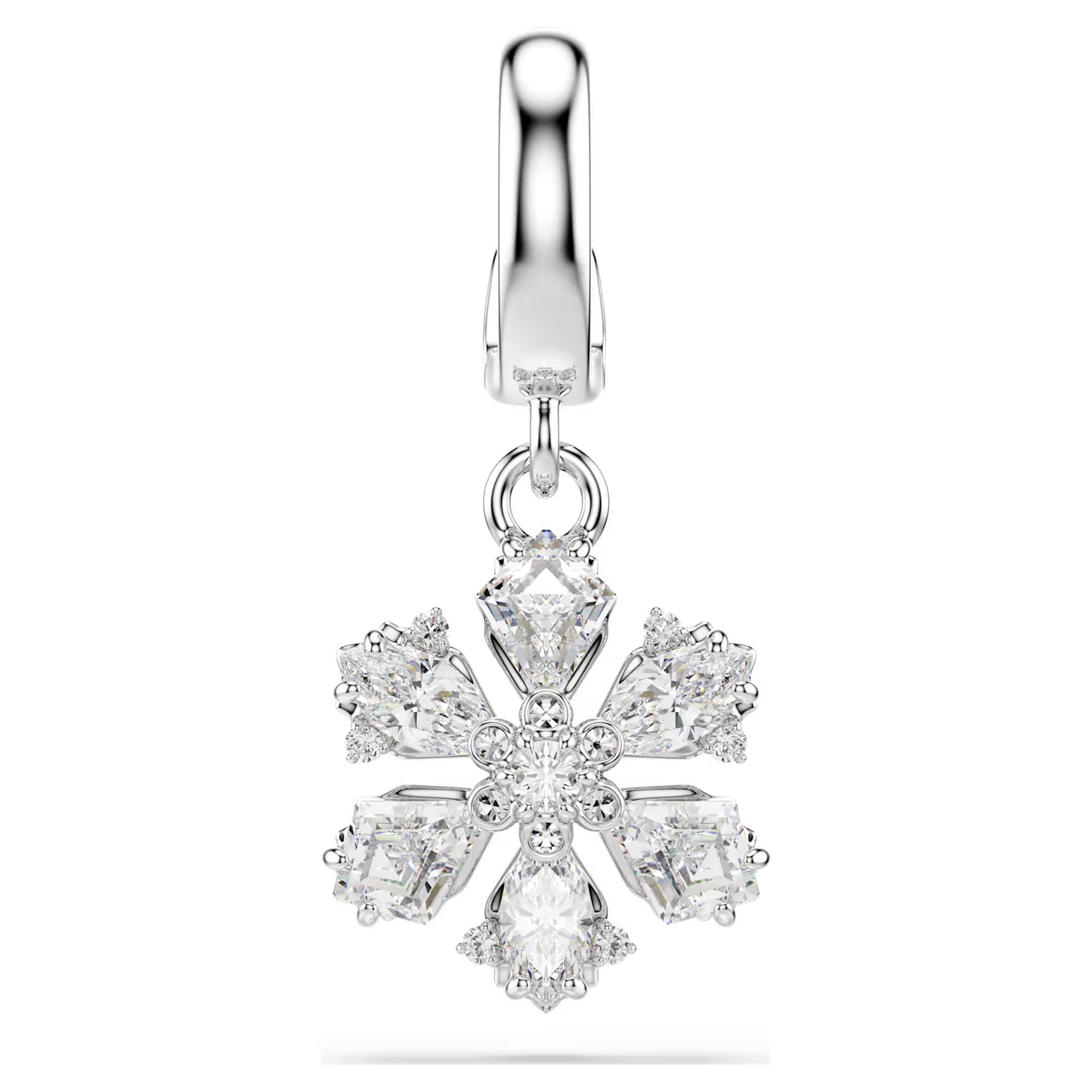 Idyllia charm Mixed cuts, Snowflake, White, Rhodium plated
