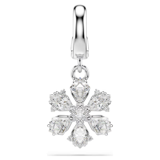Idyllia charm Mixed cuts, Snowflake, White, Rhodium plated
