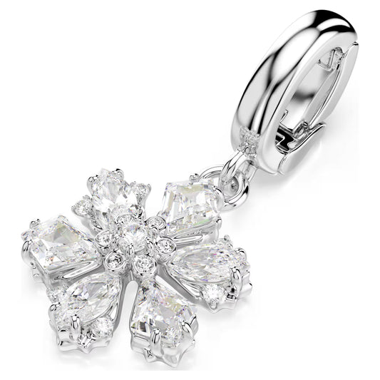 Idyllia charm Mixed cuts, Snowflake, White, Rhodium plated