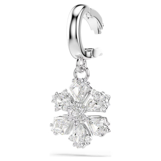 Idyllia charm Mixed cuts, Snowflake, White, Rhodium plated