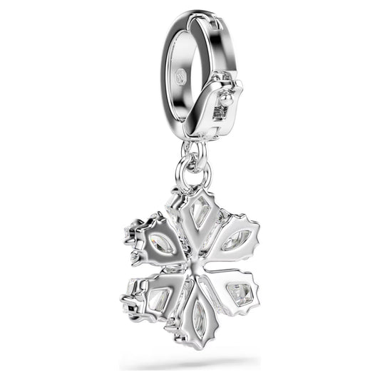 Idyllia charm Mixed cuts, Snowflake, White, Rhodium plated